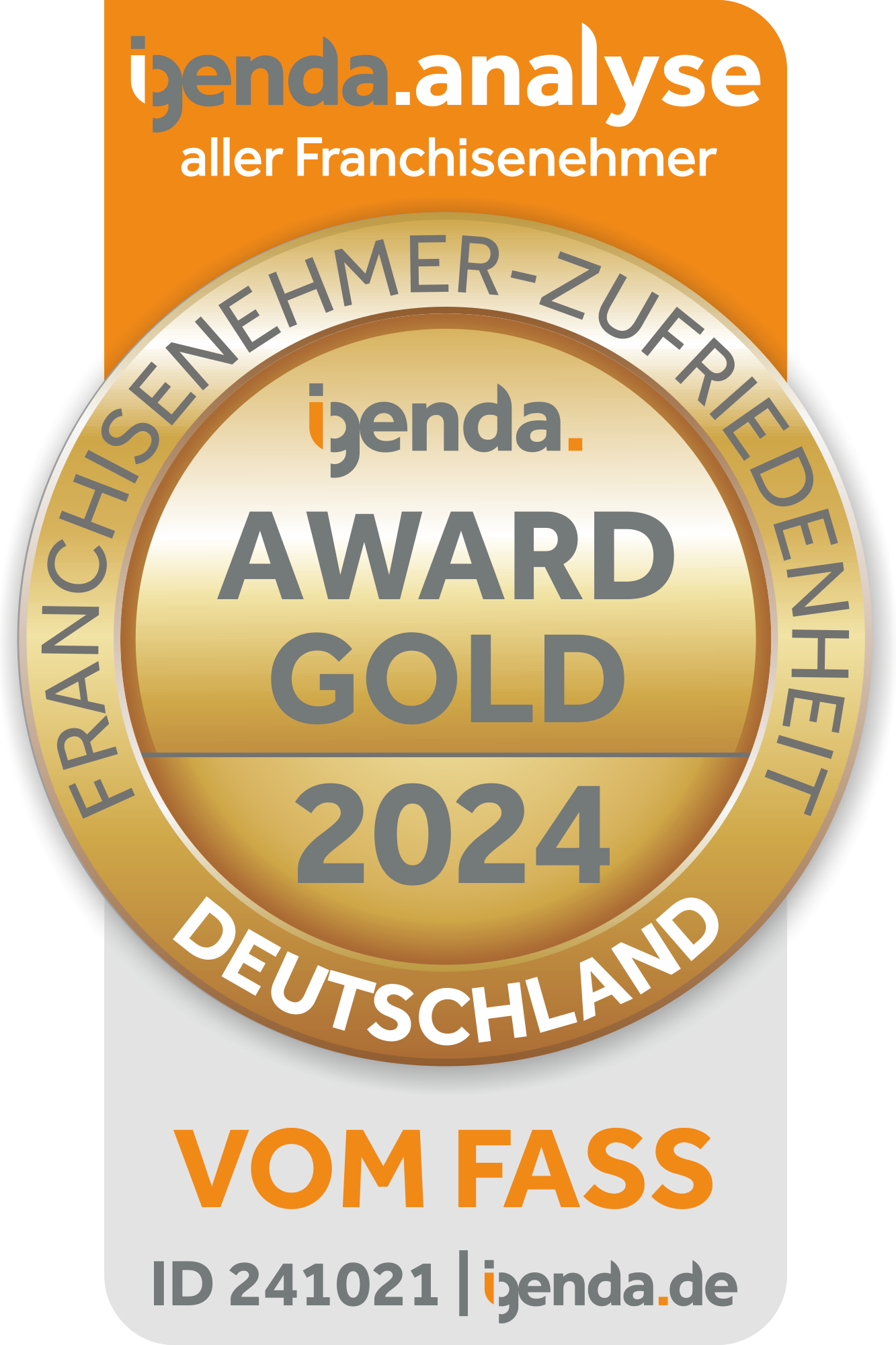 Igenda Award Gold 2024 für Franchisenehmerzufriedenheit